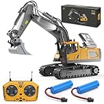 YESHIN Remote Control Excavator, 1:20 Metal RC Excavator, Toy Construction Vehicle with 2.4GHz Remote Control, 680° Rotation, Light & Sound, USB Charging, Birthday Gift for Children 6+