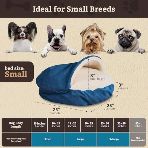 Image of Snoozer Cozy Cave Dog Bed, Round Covered Dog Bed, Sapphire (S)