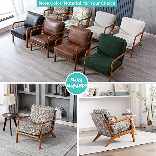 Joybase Lounge Arm Chair, Mid Century Modern Accent Chair, Wood Frame Armchair For Living Room, Bedroom (Red Carpet Color, Fabric) #TOP5