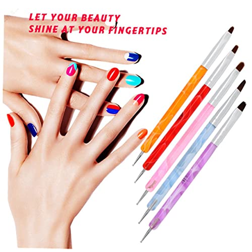 GALPADA 5pcs Dual-end Manicure Dotting Pens for Nail Painting Drawing Brushes Tips and Ball Styluses for Acrylic Gel Uv Nail Designs