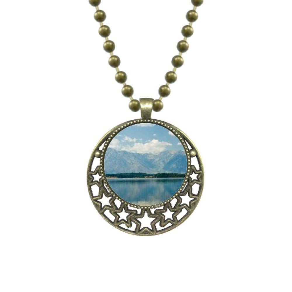 DIYthinkerMountain River Forest Reflection Sky Cloud Pendant Star Necklace Moon Chain Jewelry