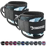 DMoose Fitness Ankle Straps for Cable Machines (Pair) - Stainless Steel Double D-Ring, Adjustable Comfort fit Neoprene, Glute & Leg Workouts - for Women & Men