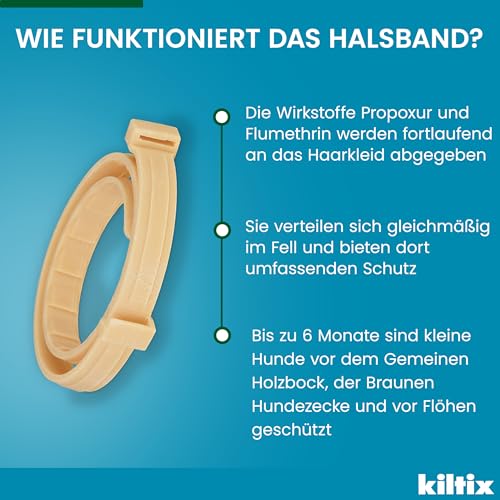 Kiltix Zecken- und Flohhalsband für kleine, aktive Hunde – ca. 35 cm langes Zeckenhalsband für langanhaltenden Zecken- und Flohschutz – Floh- und Zeckenmittel für Hunde