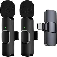 Kit 2 Microfones de Lapela Sem Fio Tipo C Compatível Android Iphone 15 16 Wireless Profissional 20 Metros Gravação de Vídeo YouTube