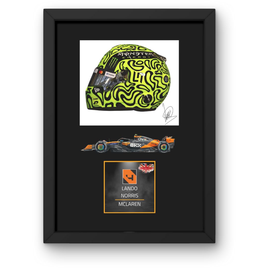 Lap Legends Black Lando Norris Framed Display Gift With Reproduced Digital Signature (2025 Car)