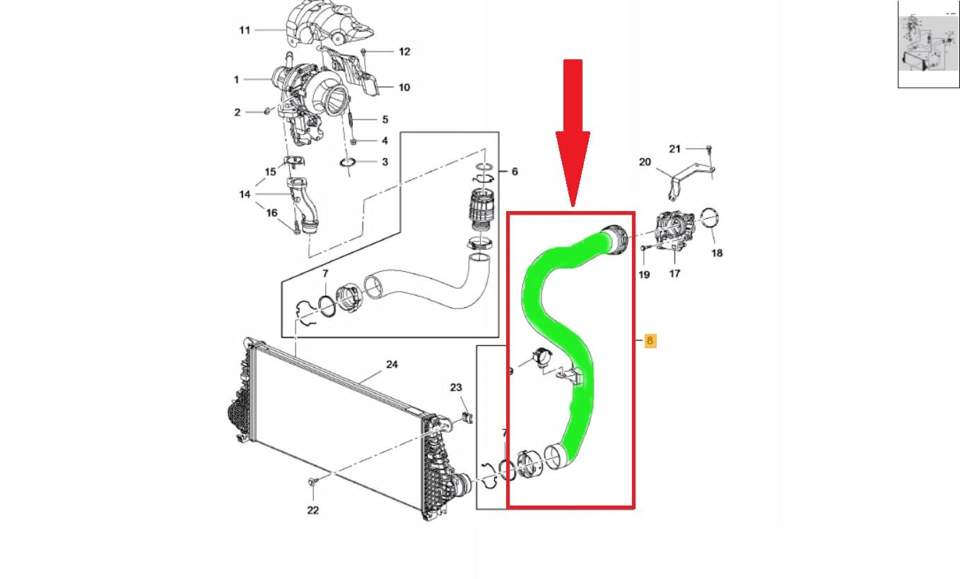 Compatible/repuesto para manguera Turbo Intercooler Opel Insignia B 2.0 CDTi (DTH) 39098774 461071664 39155303