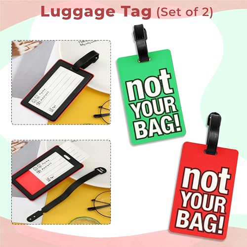 Image of Kraptick Luggage Tags for Travel - Strong & Stylish Bag Identification Tags for Suitcase Lightweight Name Tag for Bags Travel ID Labels for Suitcase, Backpack & School Bags (Pack of 2) (Red,Green)