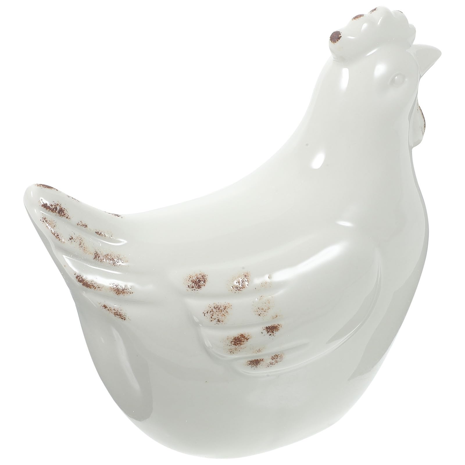 Décoration en céramique poule blanche pour bureau élégant et salon moderne