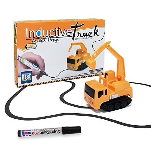 Mini Inductive Excavator, Magic Inductive Excavator Toy for Boys, Truck Follows Drawn Black Line You Draw, Great Birthday for Kids