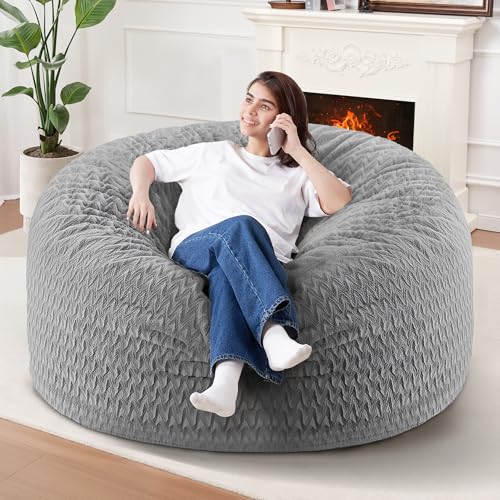 La Mejor Selección de Pufs Top 5. 48 HABUTWAY Silla de Puf de 1.2 m, Sillas de Puf Gigantes para Adultos, Grandes Pufs con Relleno de Espuma Viscoelástica, Sillas de Puf Grandes con Funda de Chenilla en Zig-Zag -...