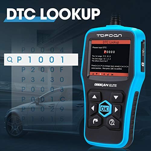 Code Reader ABS SRS OBD2 Scanner TOPDON Elite Diagnostic Scan Tool Full OBDII Functions in Graphical Display DTC Lookup Turn off MIL Prints Data Free Update