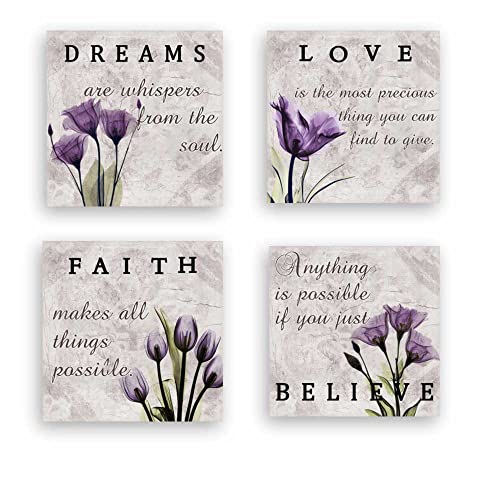 Purple Wall Art Bathroom Wall Decor Lavender Wall Art Love Faith Dream