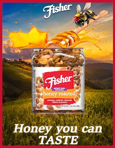 image for Fisher Nuts Fisher Snack Honey Roasted Mixed Nuts with Peanuts, 24 Oun