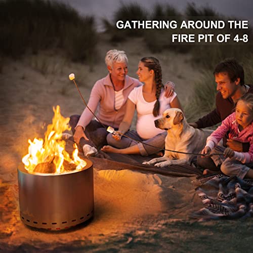 Vonzoy 19.5 Inch Fire Pit, Smokeless Fire Pits For Outside, 304 Stainless Steel Outdoor Large Wood Burning Firepit W/Stand, Ash Pan And Portable Handbag Bonfire Pit For Patio, Camping Stove #TOP3