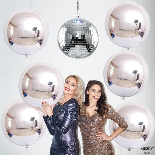Image of KatchOn, Metallic Silver Balloons - Pack of 6 | Silver Foil Balloons for Birthday Decorations | 4D Shiny Chrome Balloon for Engagement, Bridal Shower, Graduation Decorations 2026