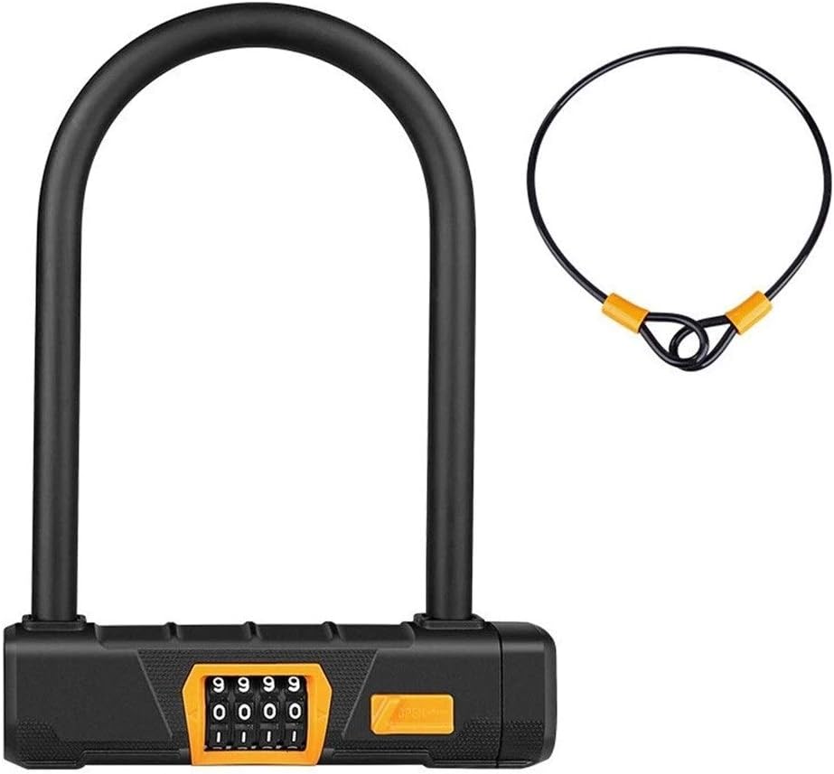 Bike Lock,u Lock,Combination Bike Lock,Scooter Lock,Anti-Theft Steel Multipurpose Lock for Bike Scooter Motorcycle U-Lock 4-Digit Secure Password Bike Lock (Color : B)