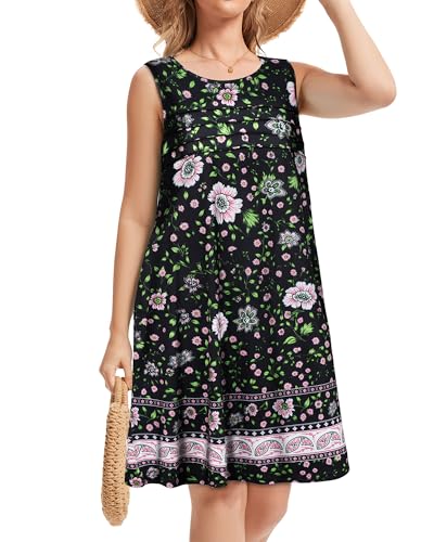 Image of CHICGAL Womens Summer Dresses Casual Loose Pleated Front Tshirt Sleeveless Tank Sundresses with Pockets 2026