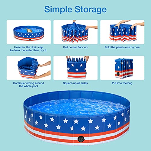 Leopinky Dog Pool Pvc Hard Plastic Pet Swimming Pools Foldable Kiddie Pool Portable Wading Pool Kids Pools For Backyard Plastic Kiddie Pool For Large Dogs, Puppy, Doggie (63'' X 12''L) #TOP3