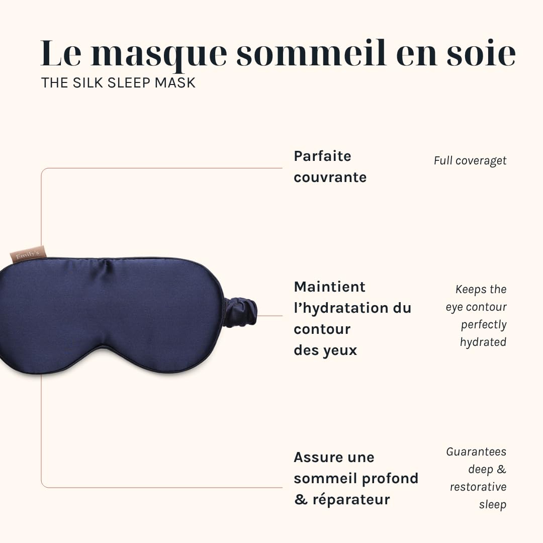 Maschera per dormire 100% pura seta - blu notte