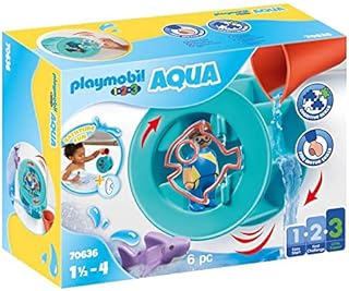 Playmobil 1.2.3 AQUA 70636 Water Wheel with Baby Shark, Bath Toy for Toddlers, Bathtime Toy for Children from 18 Months to 4 Years