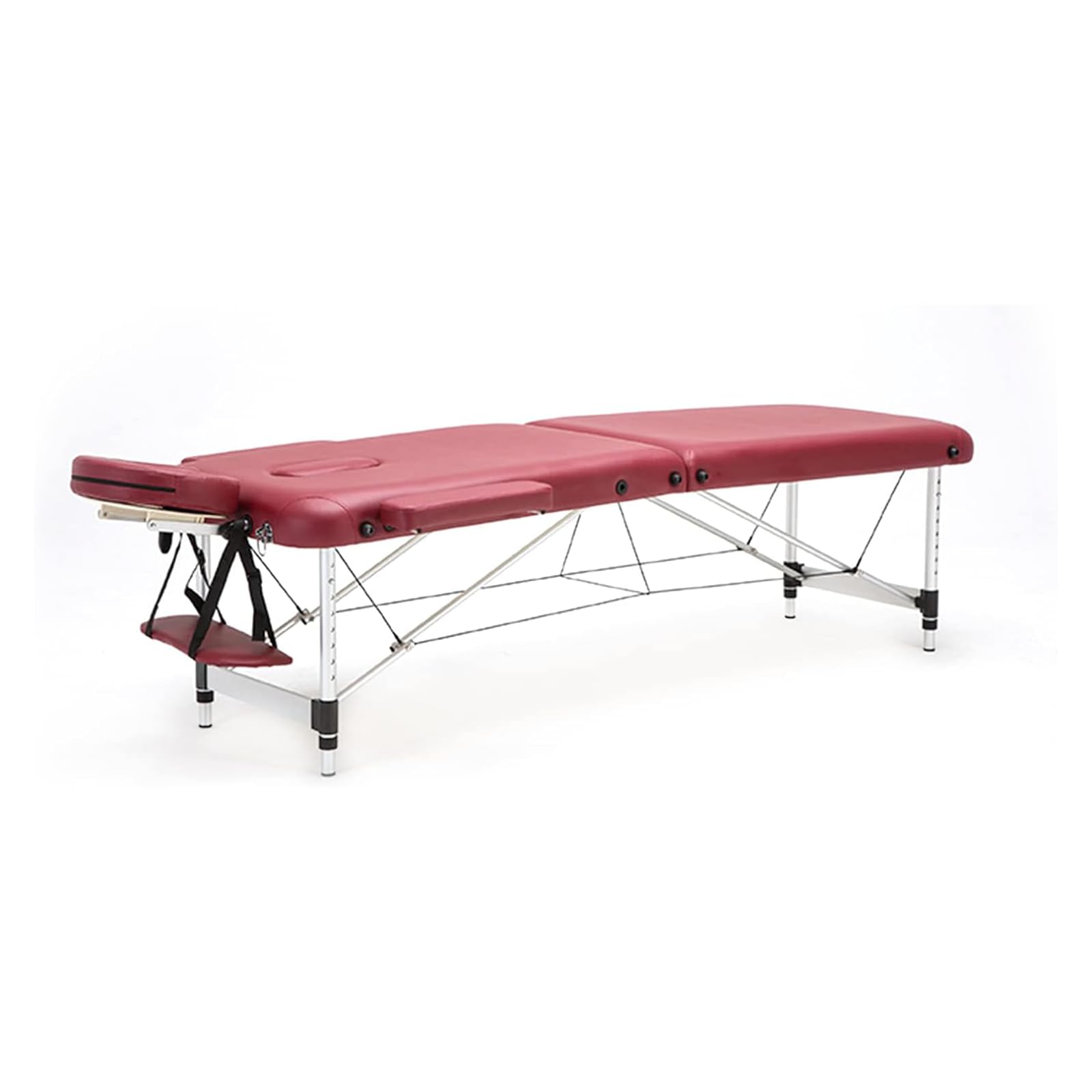 Elitzia Tragbares Massagebett, zusammenklappbar, höhenverstellbar, Aluminiumlegierung, leichter Rahmen, PVC, Schönheitssalon, Spa-Bett mit Gesichtsöffnungen, fünf Farben (rot)