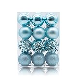 AMS 2.36''/60mm 24ct Christmas Balls Tree Pendants Shatterproof Ornaments Seasonal Decorations for T