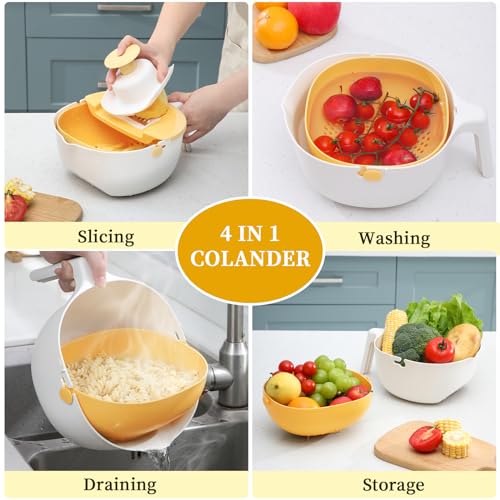 Haixin Home 4-1 Colander With Bowl Set, Multifunctional Kitchen Colander Set With Bowl Strainer, Colanders & Food Strainers Set For Slicing thumb #2