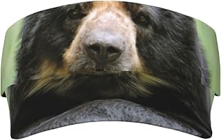 Evealyn Black Bear Printed Sun Visor Hat Empty Top Sun Hat Adjustable Sports Sun Caps Baseball Caps for Women and Men