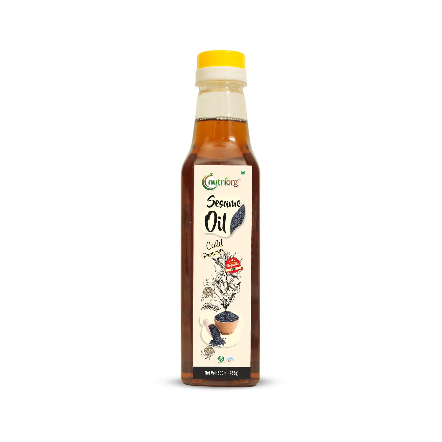 Nutriorg Organic Cold Pressed Black Sesame Oil 500ml | Kachi Ghani | Wood Pressed | Unrefined & Chemical-Free | Rich in Vitamin E & Antioxidants | Ideal for Cooking, Oil Pulling, Hair & Skin Care | Pure Gingelly Oil (B072FSB4N7) Amazon Price History, Amazon Price Tracker