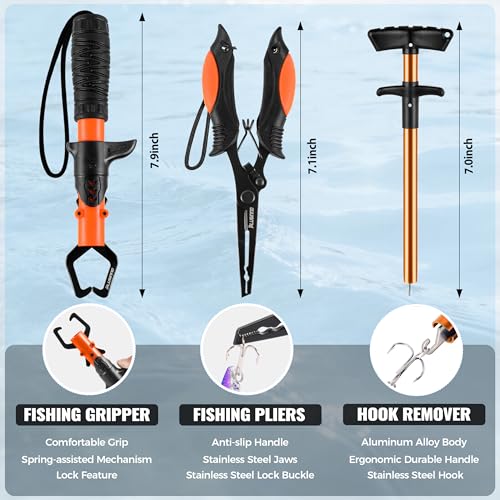 Image of PLUSINNO Fishing Gear,Fsihing Backpack with Floating Fishing Net,Tackle Boxes,Waterproof Fishing Tackle Bag,Fishing Gifts for Men
