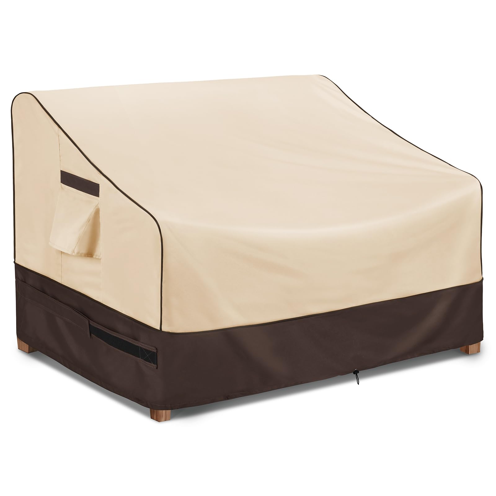 KylinLucky Waterproof Patio Loveseat Covers 60W x 35D x 35H inches,2-Seater Heavy Duty Outdoor Furniture Sofa Cover Khaki