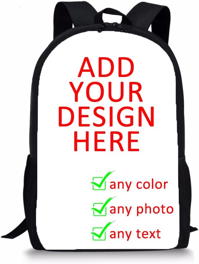 Amzbeauty Custom Pattern Primary School Students Backpack Children's Unique Rucksack with Two Way Zipper