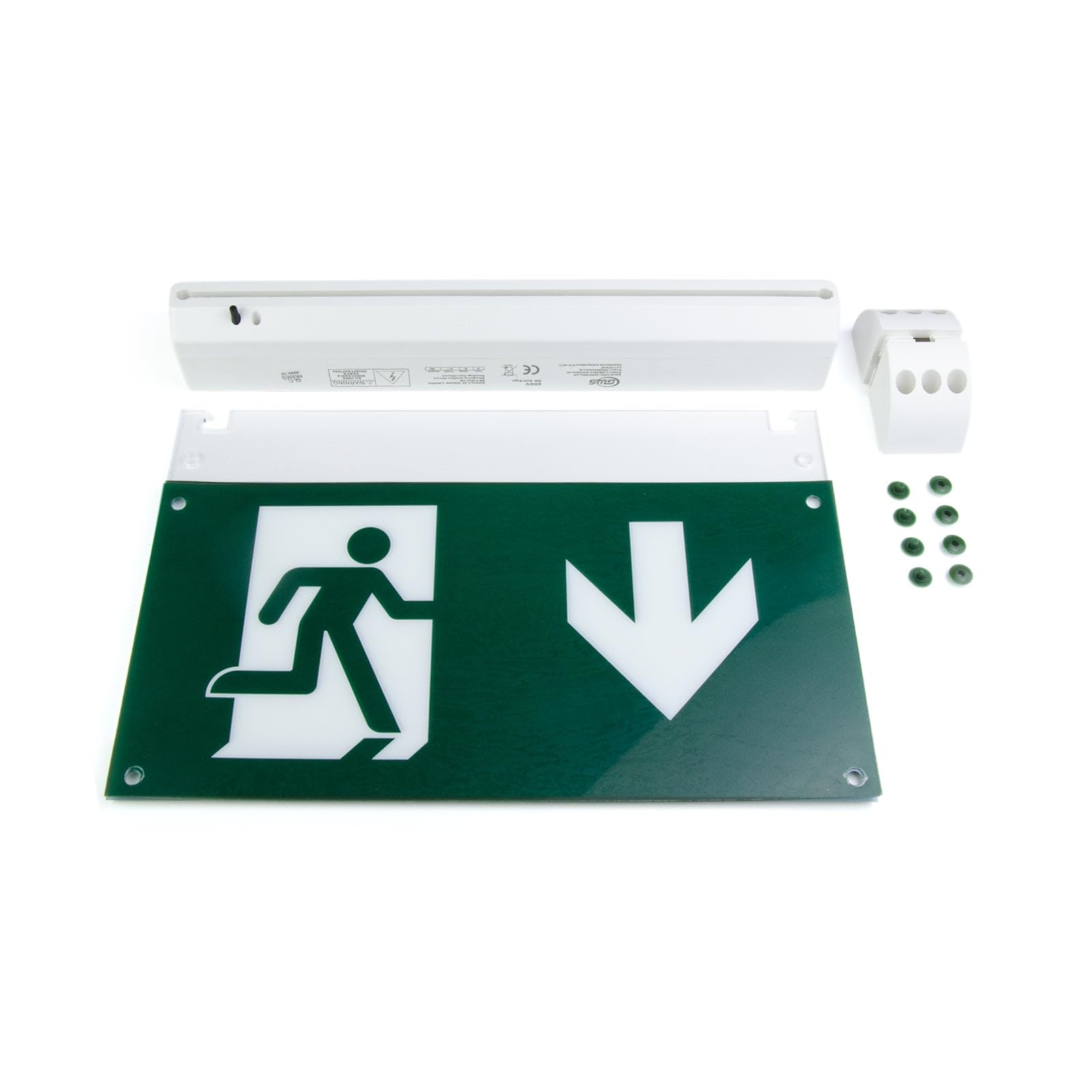 G.W.S® IP20 2W LED Emergency Exit Light, Non-Maintained/Maintained, 3 Hours Emergency Backup, Arrow Down