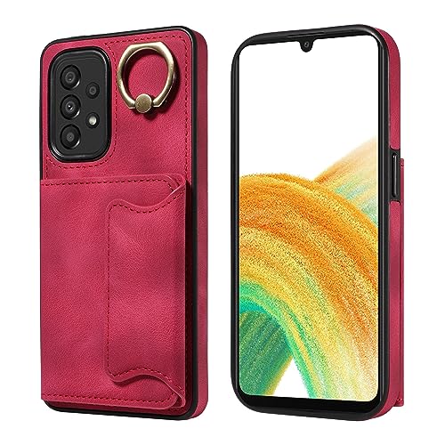 Étui Samsung A33 5G pour éviter les écrans brisés grâce à la coque antichoc en cuir rouge