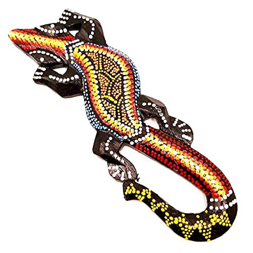 Générique Gecko en Bois décoratif Salamandre margouillat 19 cm Peint