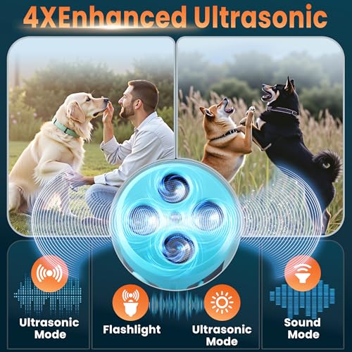 Upgraded Ultrasonic Dog Bark Deterrent, 4+1 Head with Sound Alarm Manual Frequency Adjustable No Shock Humane Training Device for Small/Medium/Large Dogs - Image 5