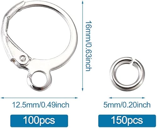 Miniatura 8 de KISSITTY Juego de 250 pendientes de aro con palanca redonda de latón con aro abierto, juego de aros de bronce antiguo francés para hacer joyas