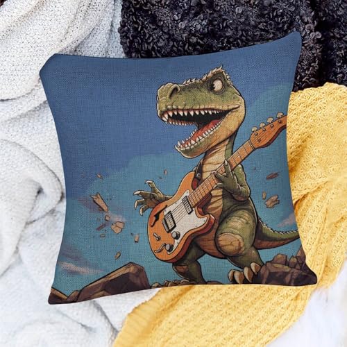 Housse de coussin dinosaure guitare pour une chambre d'enfant joyeuse - 5