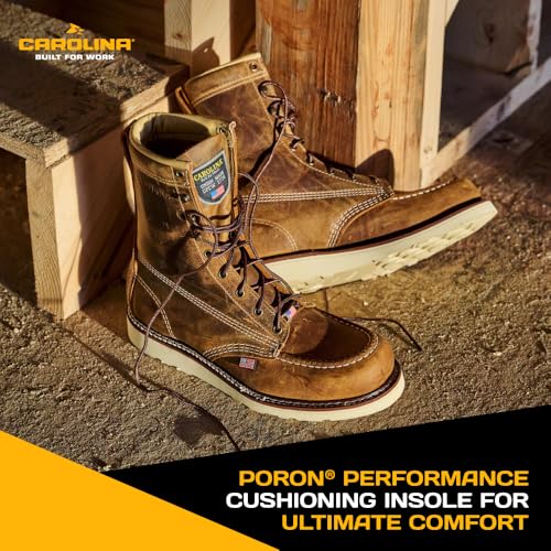 Carolina Moc Toe Wedge 8" Work Boot - EH-Rated Work Boots for Men - Poron Insole Leather Footwear - Steel Shank - Moccasin-Style Toe - Welt Construction - Removable Polyurethane Footbed - 10 - Image 4