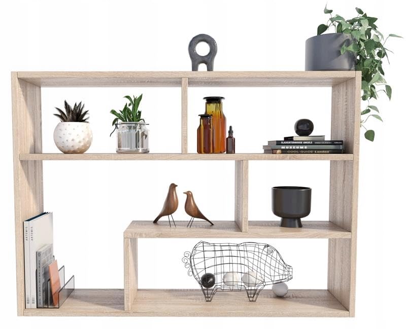 MATKAM Regał wiszący FINO, wysokiej jakości wykonanie, łatwy montaż, nowoczesny design do salonu, pokoju dziecięcego, biura (dąb sonoma)