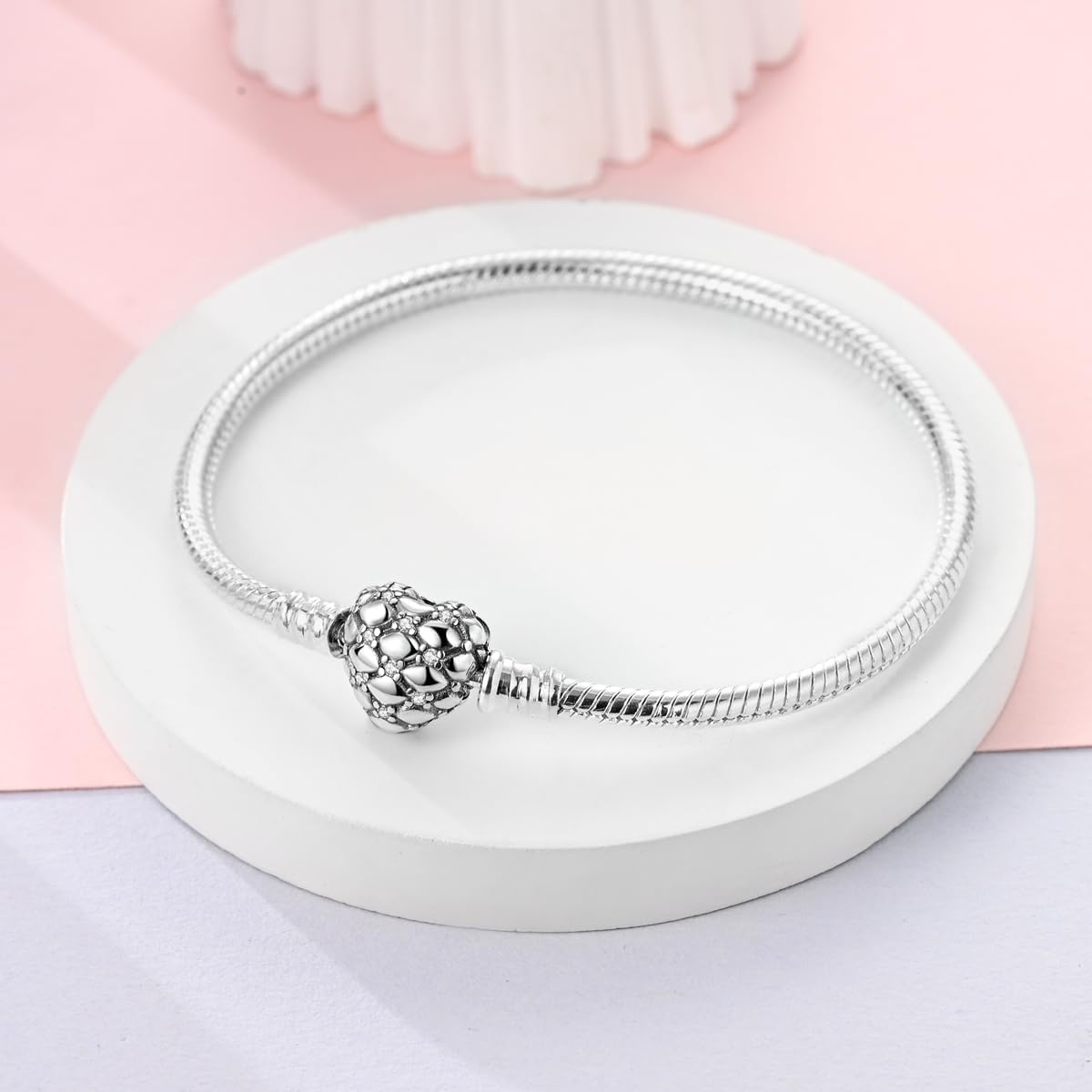 925 Sterling Silver Charms Bracelet for Women Love Heart Summer Ocean Iconic Moments Snake Chain Bracelet with Charm 5A Cubic Zirconia for Mother Daughter - Image 2