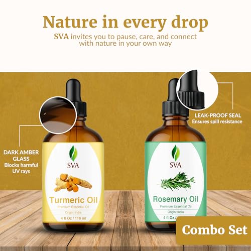 Aceites esenciales de Cúrcuma y Romero 4 oz paquete combo miniatura 7