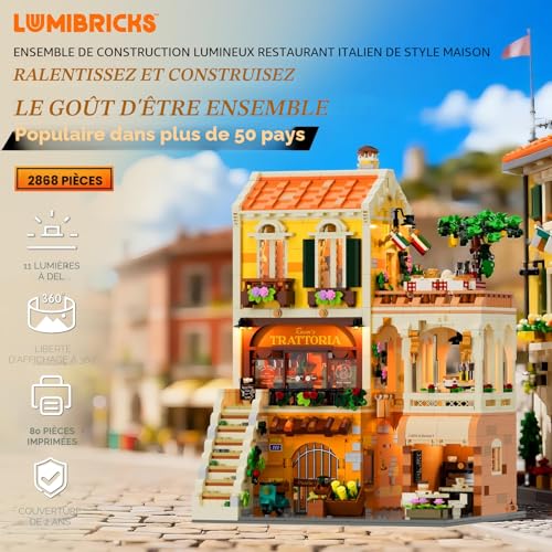 Construction modulaire de restaurant italien Lumibricks de 2868 pièces