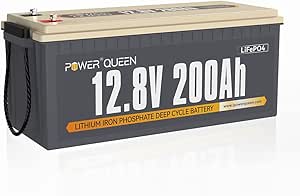 Power Queen 12V 200Ah LiFePO4 Battery 2560Wh for RV and Home Backup