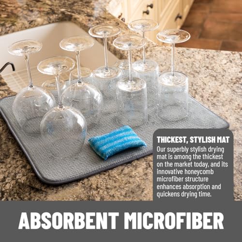 Bellemain XXL Dish Mat Microfiber Dish Drying Mat, Super absorbent (Grey, 16