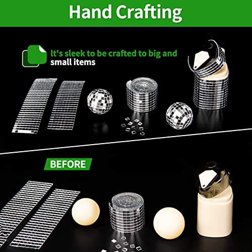 Longking 1888 Pieces Self-Adhesive Mirror Tiles, Square Mirror Stickers Mosaic Tiles, Glass Diy Craft Decoration, Disco Ball Tiles(Silver) #TOP6