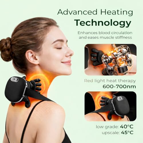 Image of Bionic Heated Neck & Back Massager | Wireless 4D Shiatsu Deep Tissue Kneading Massager for Pain Relief & Muscle Relaxation