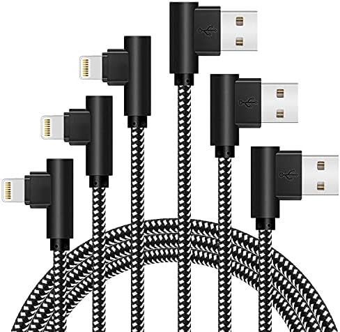 Lightning Cable 10ft iPhone Charger Cable 3PACK 90 Degree Right A...