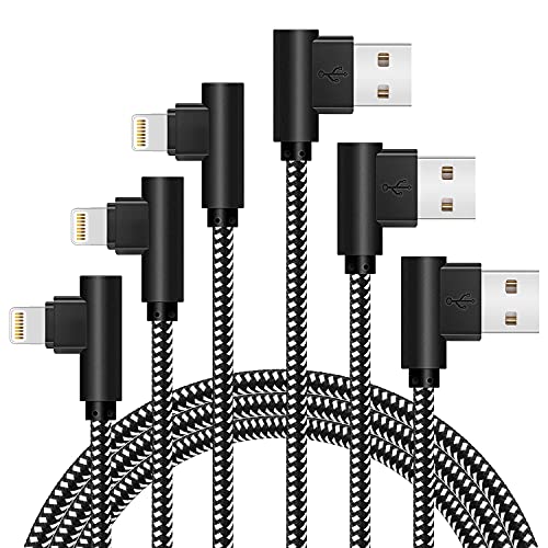 Lightning Cable 10ft iPhone Charger Cable 3PACK 90 Degree Right A...