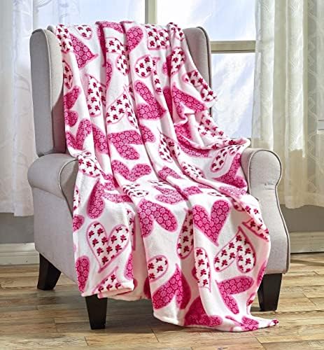 Amor Eterno Be Mine Love Collection Valentine's Day Heart Ultra Plush Throw Blanket (50" x 60") - Whimsical Hearts